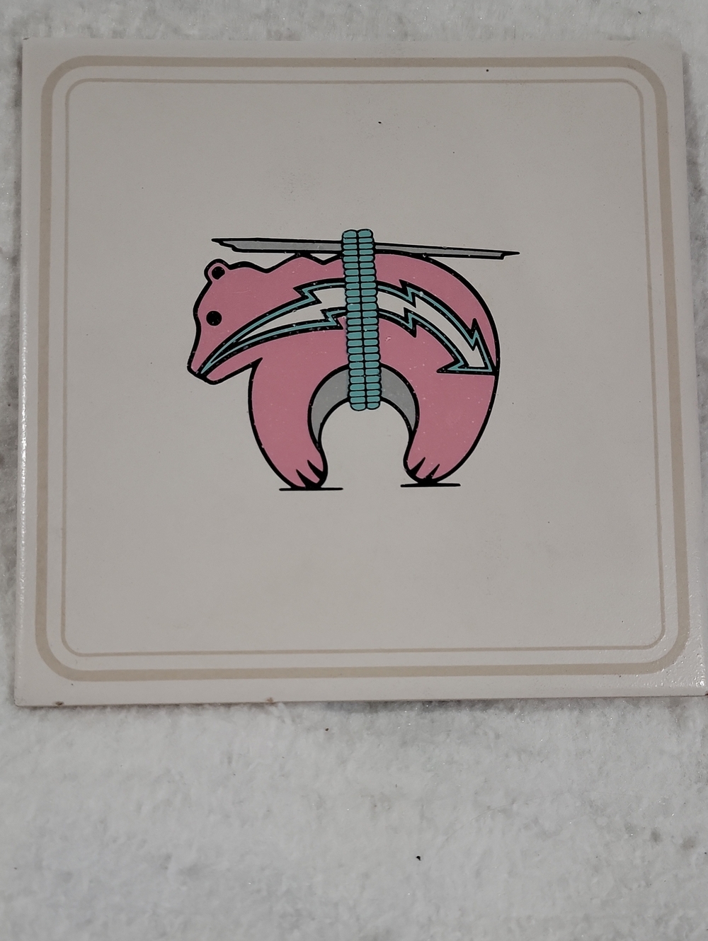 Hand Painted Zuni Bear Tile -Trivet - Native American
